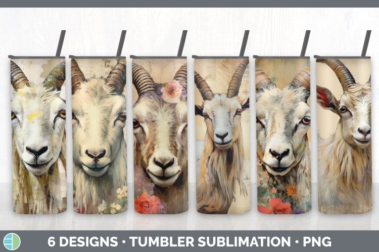 Bundle of six Decoupage Goats Tumbler designs.