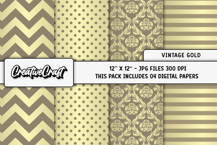 Vintage Gold Digital Papers, scrapbook backgrounds designs