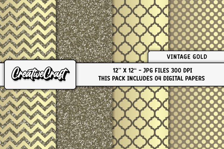 Vintage Gold Digital Papers, scrapbook backgrounds designs