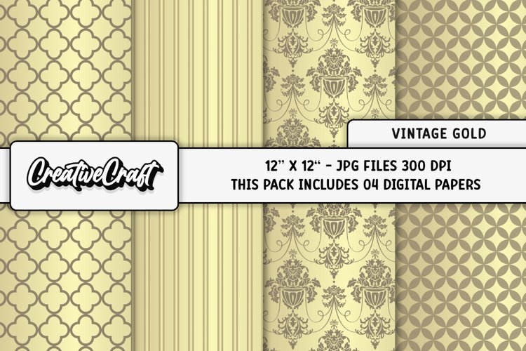 Vintage Gold Digital Papers, scrapbook backgrounds designs example image 1