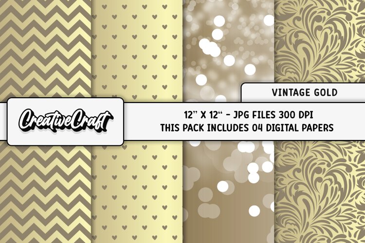 Vintage Gold Digital Papers, scrapbook backgrounds designs