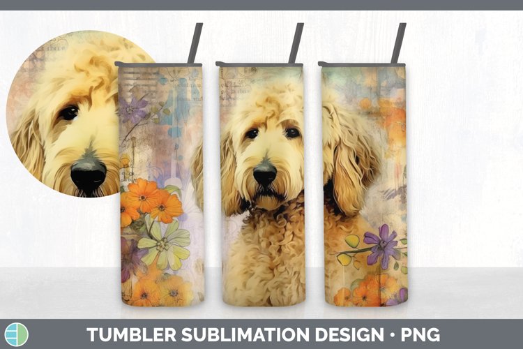 Vintage Goldendoodle Dog Tumbler | Sublimation 20 oz Skinny