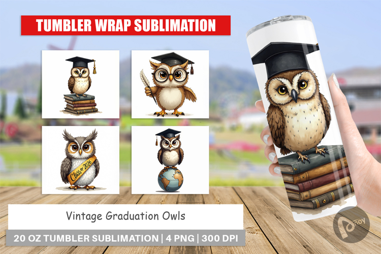 Vintage Graduation Owls Tumbler