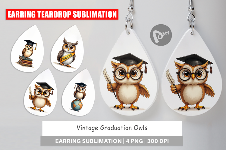 Vintage Graduation Owls Earring