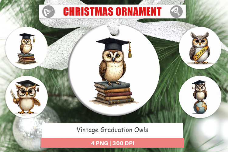 Vintage Graduation Owls Ornament