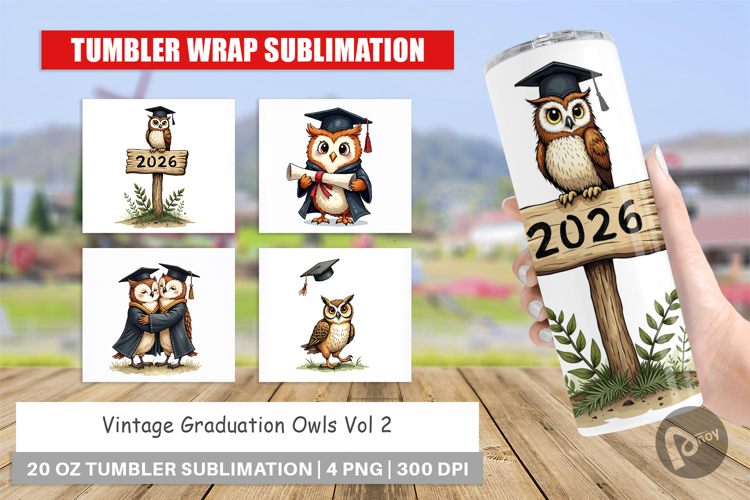 Vintage Graduation Owls Tumbler