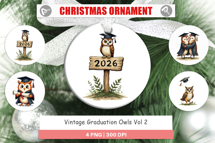 Vintage Graduation Owls Ornament
