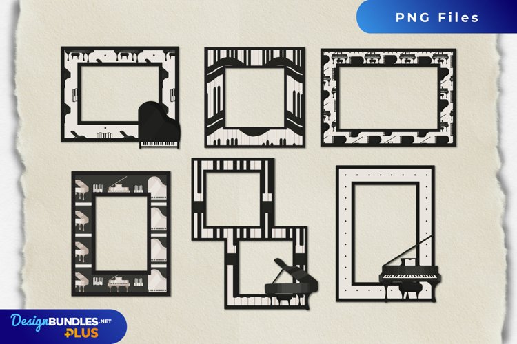 Vintage Grand Piano Seamless Pattern Frames example image 1