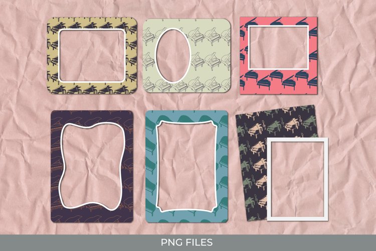 Vintage Grand Piano Seamless Pattern Frames