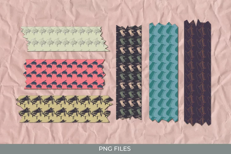 Vintage Grand Piano Seamless Pattern Tape