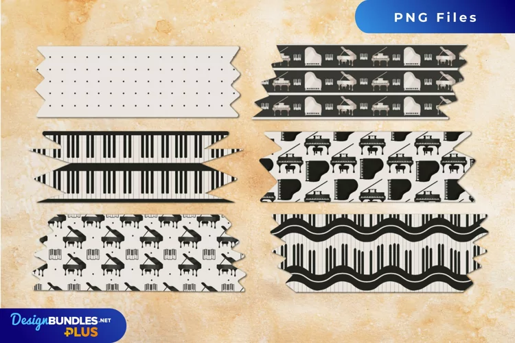 Vintage Grand Piano Seamless Pattern Tape