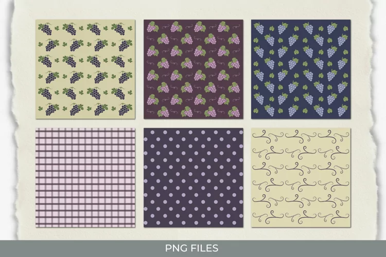 Vintage Grape Seamless Pattern Paper Packs