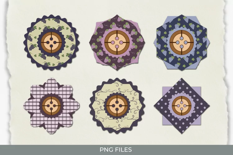 Vintage Grape Seamless Pattern with Buttons