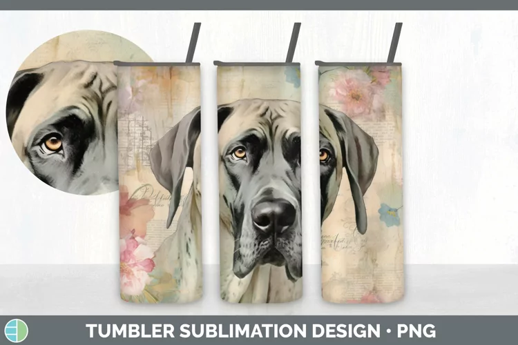 Vintage Great Dane Dog Tumbler | Sublimation 20 oz Skinny Tu