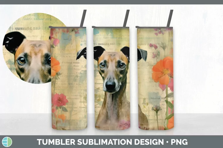 Vintage Greyhound Dog Tumbler | Sublimation 20 oz Skinny Tum