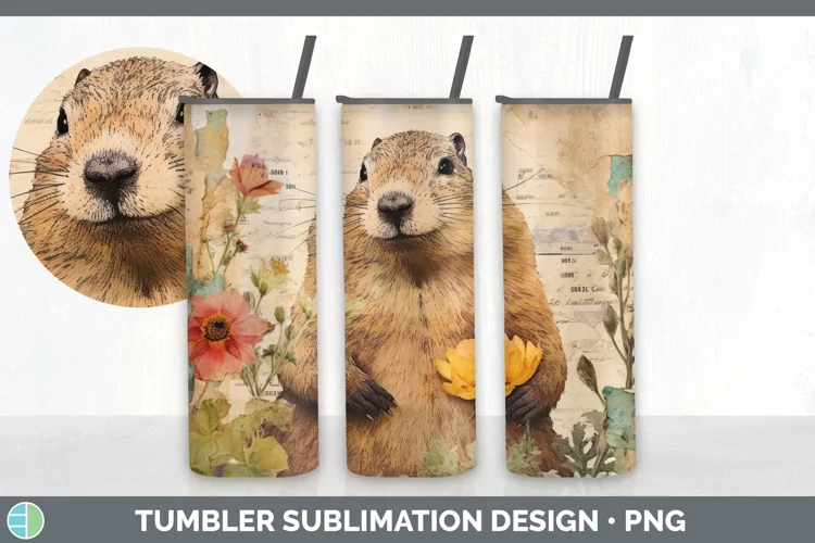 Vintage Groundhog Tumbler | Sublimation 20 oz Skinny Tumbler