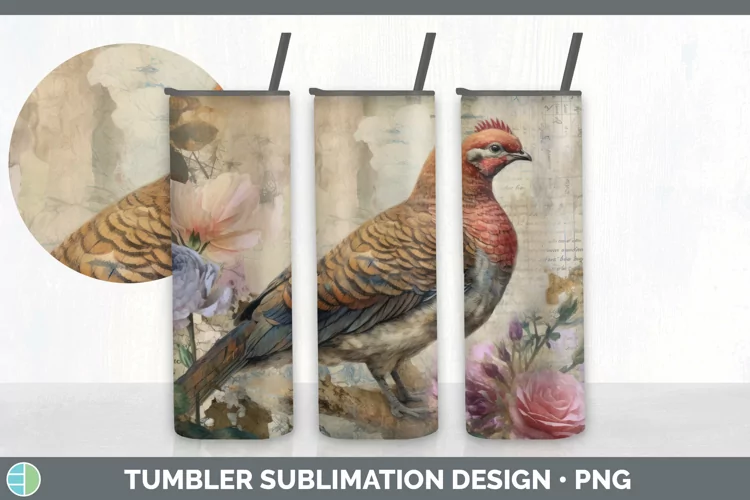 Vintage Grouse Tumbler | Sublimation 20 oz Skinny Tumbler De
