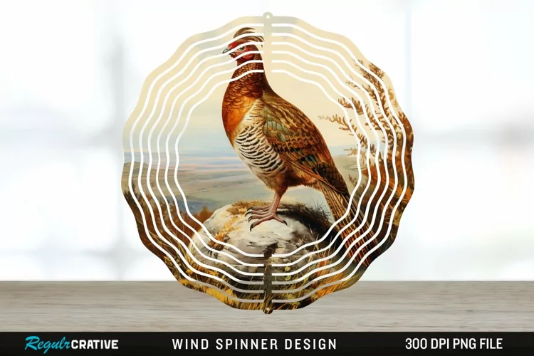 Vintage Grouse Wind Spinner Sublimation Design PNG