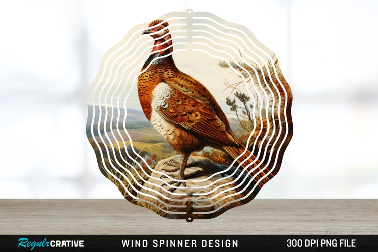 Vintage Grouse Wind Spinner Sublimation Design PNG example image 1