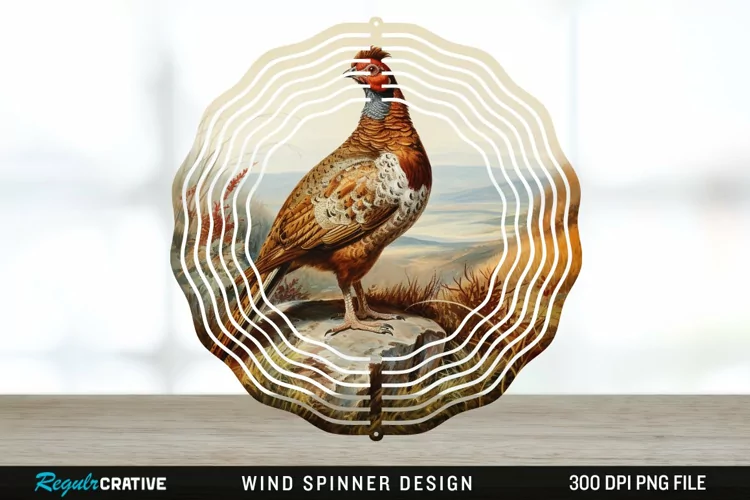 Vintage Grouse Wind Spinner Sublimation Design PNG