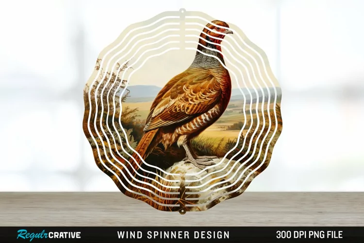 Vintage Grouse Wind Spinner Sublimation Design PNG