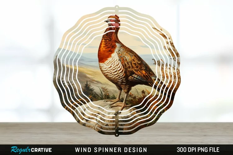 Vintage Grouse Wind Spinner Sublimation Design PNG