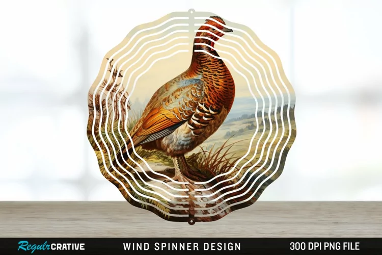 Vintage Grouse Wind Spinner Sublimation Design PNG