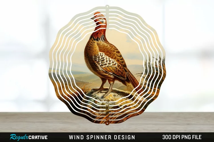 Vintage Grouse Wind Spinner Sublimation Design PNG
