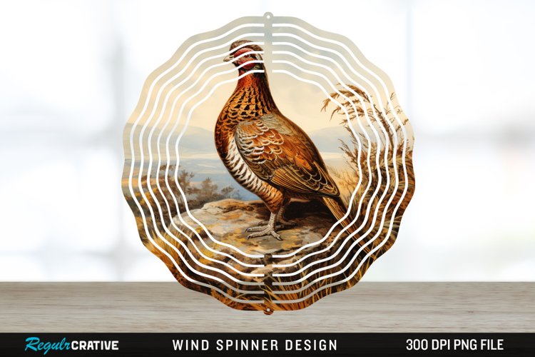 Vintage Grouse Wind Spinner Sublimation Design PNG example image 1