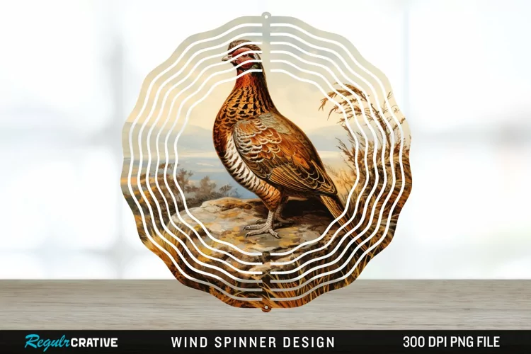 Vintage Grouse Wind Spinner Sublimation Design PNG