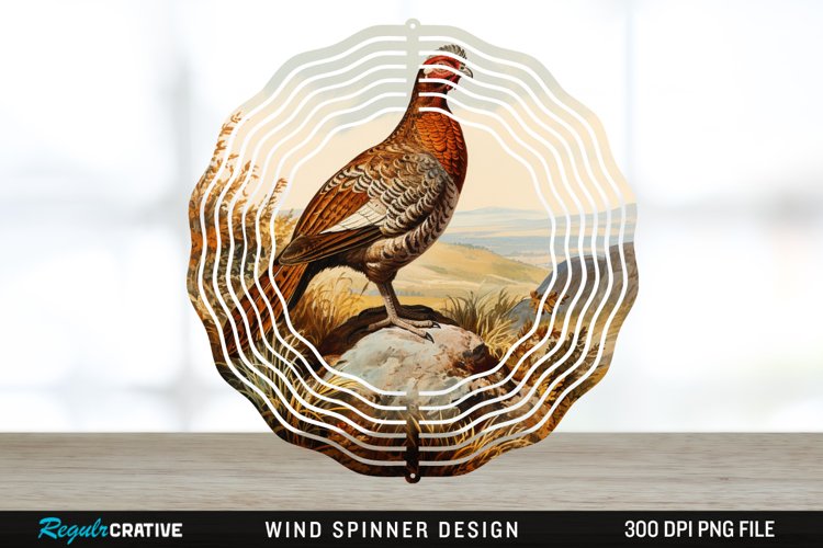 Vintage Grouse Wind Spinner Sublimation Design PNG example image 1