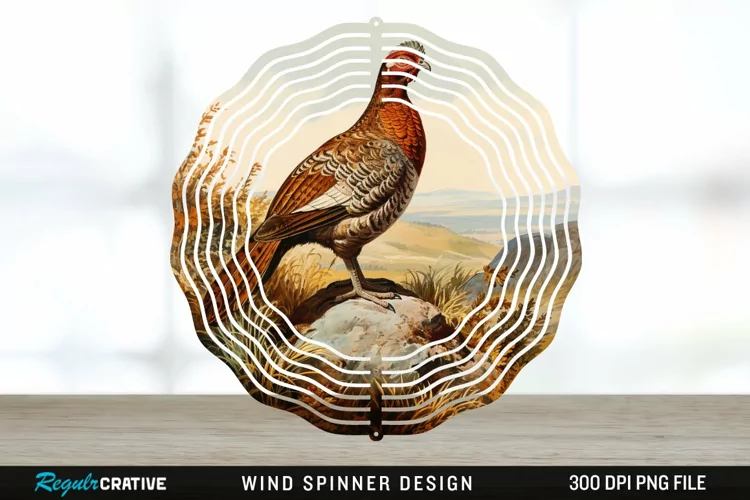 Vintage Grouse Wind Spinner Sublimation Design PNG