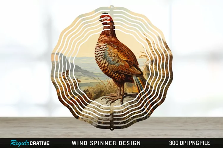 Vintage Grouse Wind Spinner Sublimation Design PNG