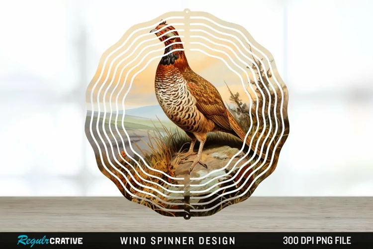 Vintage Grouse Wind Spinner Sublimation Design PNG