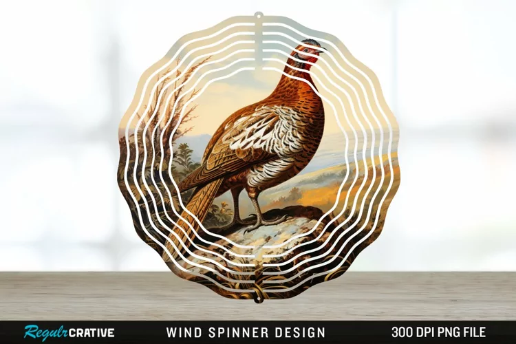 Vintage Grouse Wind Spinner Sublimation Design PNG