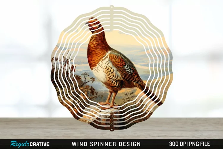 Vintage Grouse Wind Spinner Sublimation Design PNG