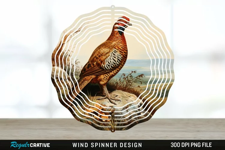 Vintage Grouse Wind Spinner Sublimation Design PNG