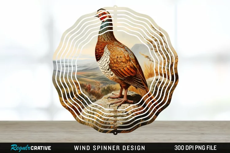 Vintage Grouse Wind Spinner Sublimation Design PNG