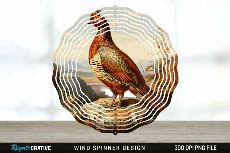 Vintage Grouse Wind Spinner Sublimation Design PNG
