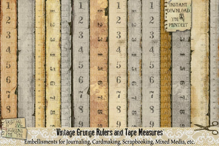 Rulers | Tape Measure | Vintage | Grunge | Ephemera | Print
