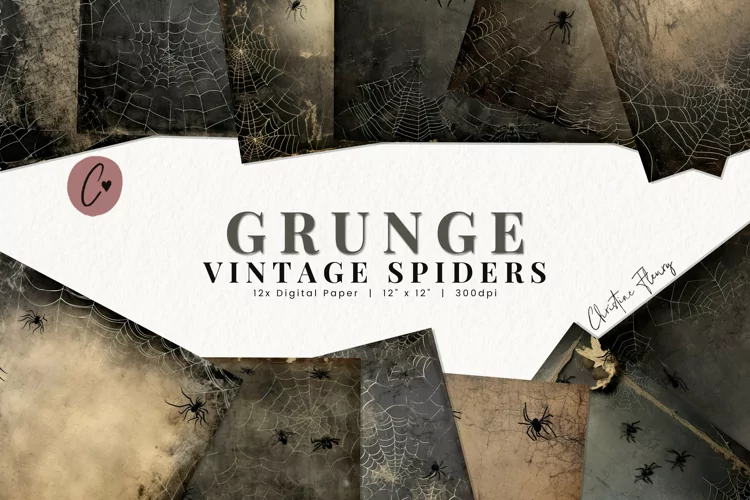 Grunge Vintage Spiders Digital Paper
