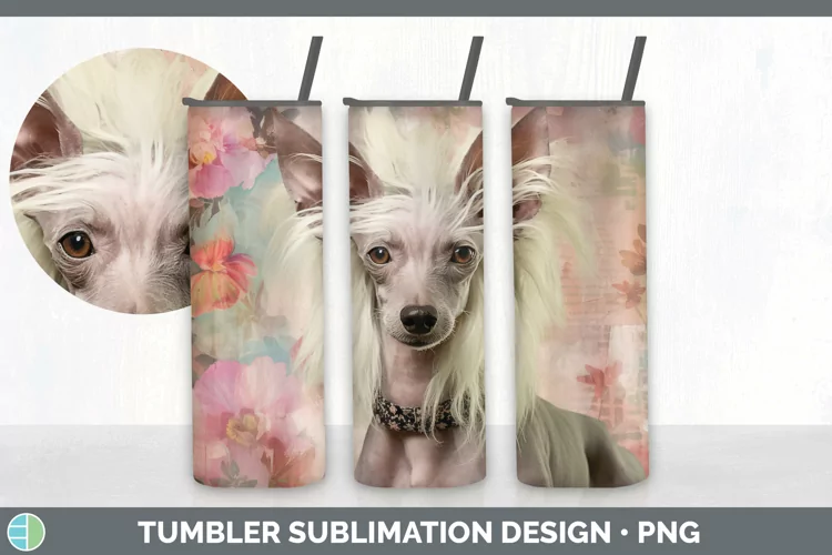 Vintage Hairless Chinese Crested Dog Tumbler | Sublimation 2