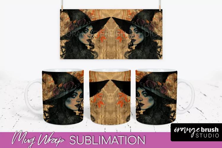 Vintage Halloween Mug Wrap - Spooky Mug Sublimation