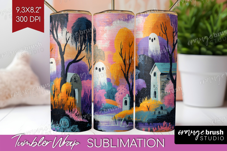 Retro Halloween Tumbler Wrap - Vintage Tumbler PNG