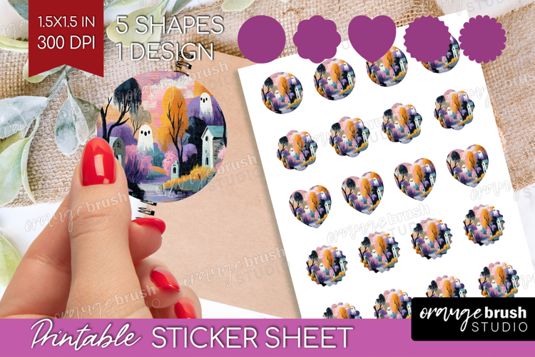 Retro Halloween Round Sticker - Vintage Printable Sticker