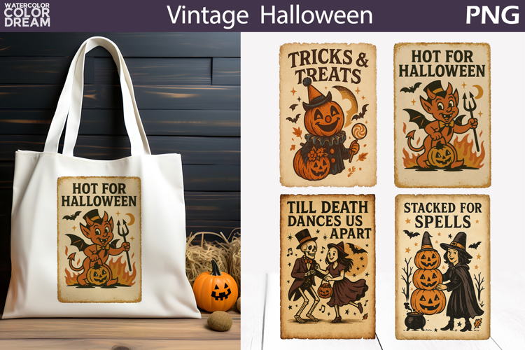 Vintage Halloween Poster | Distressed parchment retro