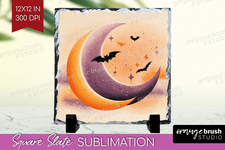 Retro Halloween Slate PNG - Vintage Square Slate Sublimation