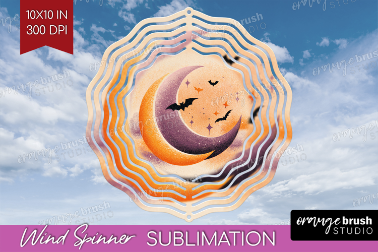 Retro Halloween Wind Spinner Sublimation PNG - Vintage Round