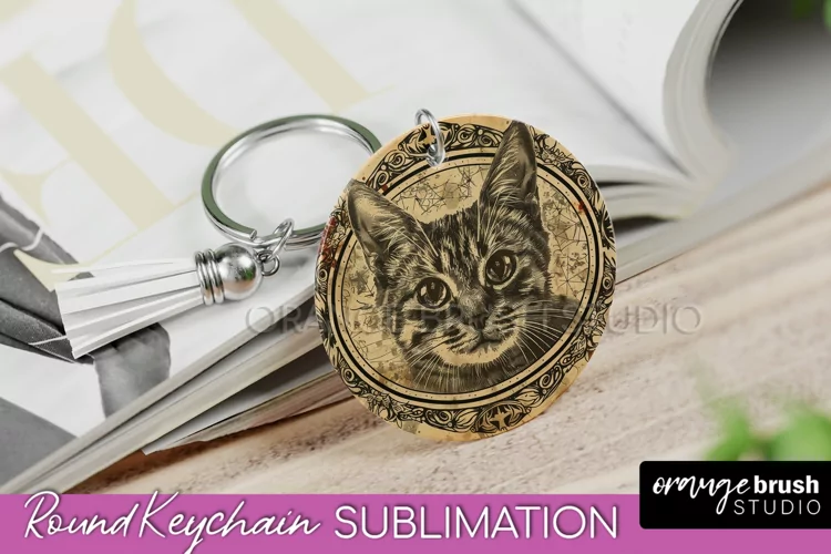 Vintage Halloween Keychain Sublimation, Spooky Keychain PNG