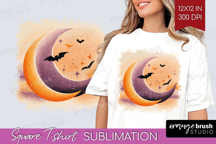 Retro Halloween Square Tshirt Background - Vintage PNG
